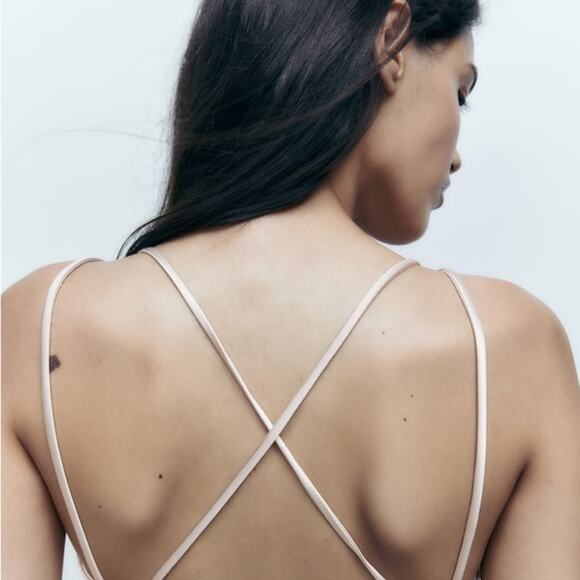 ZARA SATIN DRESS PEARL GRAY - Picture 4 of 8